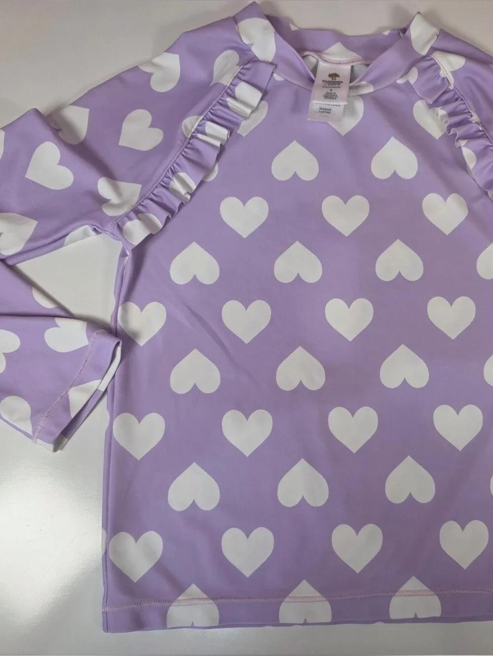 Tucker + Tate Girls Size 8 Lavender Heart Rash Guard Swim Set